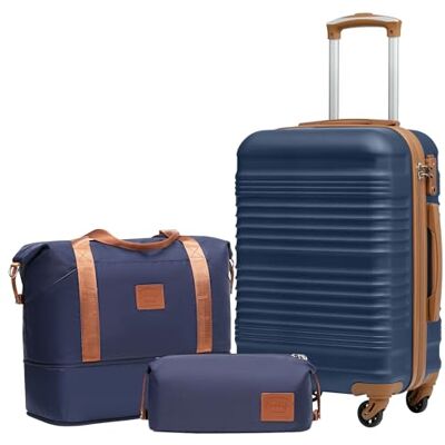 COOLIFE Koffer Set 3tlg: Luggage Set 20 Zoll Handgepäck Hartschale TSA ABS, 4 leise Rollen, Reisetasche & Kulturtasche inkl. – Ideal für Business, Kurztrips & Wochenendausflüge COOLIFE Koffer Set 3tlg: Luggage Set 20 Zoll Handgepäck Hartschale TSA ABS, 4 leise Rollen, Reisetasche & Kulturtasche inkl. – Ideal für Business, Kurztrips & Wochenendausflüge