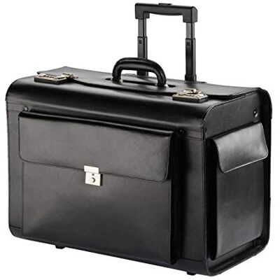 Bowatex - Dermata Pilotenkoffer Leder Groß Aktenkoffer XL Koffer Trolley 45L Schwarz 50 cm Bowatex Bowatex - Dermata Pilotenkoffer Leder Groß Aktenkoffer XL Koffer Trolley 45L Schwarz 50 cm Bowatex