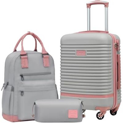 COOLIFE Koffer Set 3tlg, Reisekoffer Set mit Reiserucksack & Kulturbeutel 20" Koffer Klein für Kurzreisen, Leichter ABS Hartschalenkoffer, TSA-Schloss, YKK-Reißverschluss, 360° Rollen, Teleskopgriff COOLIFE Koffer Set 3tlg, Reisekoffer Set mit Reiserucksack & Kulturbeutel 20" Koffer Klein für Kurzreisen, Leichter ABS Hartschalenkoffer, TSA-Schloss, YKK-Reißverschluss, 360° Rollen, Teleskopgriff