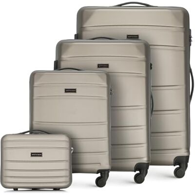 WITTCHEN Globe Line Reisekoffer 4teiliges Kofferset Rollkoffer Trolley Handgepäck Hartschale aus ABS 4 Rollen Zahlenschloss Teleskopgriff Champagner Lufthansa/Eurowings/Ryanair/Condor/DiscoverAirlines WITTCHEN Globe Line Reisekoffer 4teiliges Kofferset Rollkoffer Trolley Handgepäck Hartschale aus ABS 4 Rollen Zahlenschloss Teleskopgriff Champagner Lufthansa/Eurowings/Ryanair/Condor/DiscoverAirlines