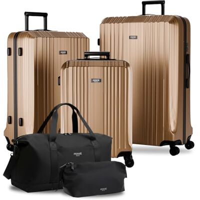 FERGÉ Polycarbonat 5-teilig Koffer Set 77cm, 67cm, Handgepäck Koffer mit Reisetasche Kombi, sehr robuste Reisekoffer mit 4 sanften Rollen & TSA Schloss, Reisekoffer FERGÉ Polycarbonat 5-teilig Koffer Set 77cm, 67cm, Handgepäck Koffer mit Reisetasche Kombi, sehr robuste Reisekoffer mit 4 sanften Rollen & TSA Schloss, Reisekoffer