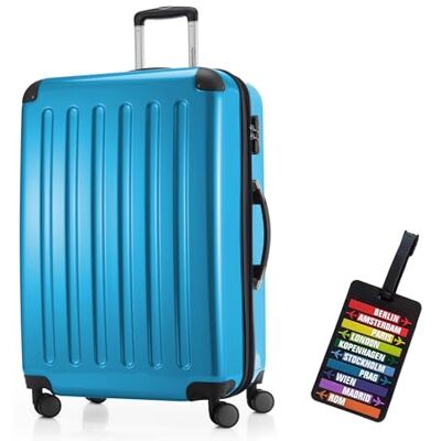 Hauptstadtkoffer Alex Hartschalen-Koffer-XL Koffer Trolley Rollkoffer Reisekoffer Erweiterbar, 4 Rollen, Zahlenschloss, 75 cm, 119 Liter, Cyanblau + Design Kofferanhänger Hauptstadtkoffer Alex Hartschalen-Koffer-XL Koffer Trolley Rollkoffer Reisekoffer Erweiterbar, 4 Rollen, Zahlenschloss, 75 cm, 119 Liter, Cyanblau + Design Kofferanhänger