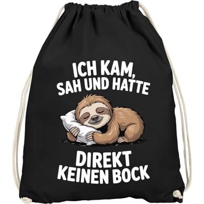 MoonWorks ® Turnbeutel Faultier Spruch Ich kam sah und hatte direkt kein Bock lustig Gymbag Schwarz unisize MoonWorks ® Turnbeutel Faultier Spruch Ich kam sah und hatte direkt kein Bock lustig Gymbag Schwarz unisize