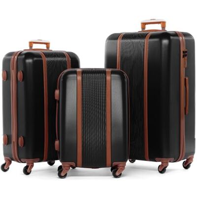 FERGÉ Kofferset 3 teilig Hartschale Milano Reisekoffer Trolley-Set (Handgepäck, L, XL) 3er Set Hartschalenkoffer Roll-Koffer 4 Rollen 100% ABS schwarz FERGÉ Kofferset 3 teilig Hartschale Milano Reisekoffer Trolley-Set (Handgepäck, L, XL) 3er Set Hartschalenkoffer Roll-Koffer 4 Rollen 100% ABS schwarz