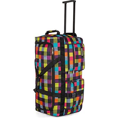 normani Reisetasche mit Rollen 80 Liter Volumen Reise-Trolley mit großem Hauptfach Weichgepäck Weekender Saunatasche Neon Square XXL normani Reisetasche mit Rollen 80 Liter Volumen Reise-Trolley mit großem Hauptfach Weichgepäck Weekender Saunatasche Neon Square XXL