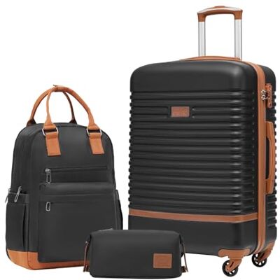 COOLIFE Koffer Set 3tlg, Reisekoffer Set mit Reiserucksack & Kulturbeutel 24" Koffer Mittelgroß für Mittelstrecke, Leichter ABS Hartschale, TSA-Schloss, YKK-Reißverschluss, 360° Rollen, Teleskopgrif COOLIFE Koffer Set 3tlg, Reisekoffer Set mit Reiserucksack & Kulturbeutel 24" Koffer Mittelgroß für Mittelstrecke, Leichter ABS Hartschale, TSA-Schloss, YKK-Reißverschluss, 360° Rollen, Teleskopgrif
