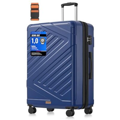 SONGMICS Koffer, Reisekoffer, Hartschalenkoffer mit TSA-Schloss, Koffergurt, ABS-Trolley, 4 Zwillingsrollen, erweiterbar, XL, 75 cm, hafenblau RLP003Q101 SONGMICS Koffer, Reisekoffer, Hartschalenkoffer mit TSA-Schloss, Koffergurt, ABS-Trolley, 4 Zwillingsrollen, erweiterbar, XL, 75 cm, hafenblau RLP003Q101