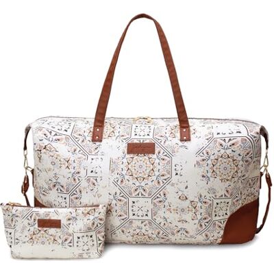 Jadyn B Luna Duffel – 54 cm – 37 l – Reise- oder Sporttasche inklusive Kulturbeutel mit Reißverschluss, Mosaik, Softside Duffle Bag mit veganen Lederakzenten Jadyn B Luna Duffel – 54 cm – 37 l – Reise- oder Sporttasche inklusive Kulturbeutel mit Reißverschluss, Mosaik, Softside Duffle Bag mit veganen Lederakzenten