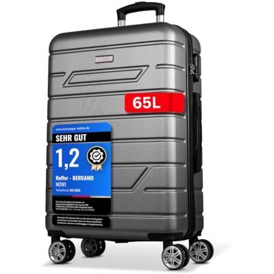 NOWI Bergamo Reisekoffer Wasserabweisend, 8 Rollen 360° Drehbar, Teleskopgestänge, Voll gefütterter Innenraum (anthrazit, L) NOWI Bergamo Reisekoffer Wasserabweisend, 8 Rollen 360° Drehbar, Teleskopgestänge, Voll gefütterter Innenraum (anthrazit, L)
