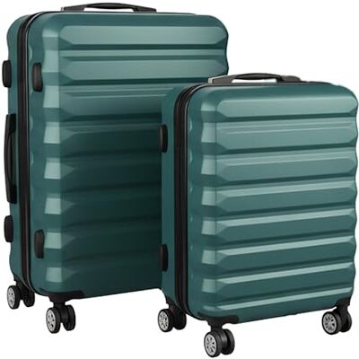 Relaxdays Kofferset, 2-teilig, 2 Größen, 4 Rollen, Hartschale, Teleskopgriff, Reisekoffer mit Zahlenschloss, Petrol Relaxdays Kofferset, 2-teilig, 2 Größen, 4 Rollen, Hartschale, Teleskopgriff, Reisekoffer mit Zahlenschloss, Petrol