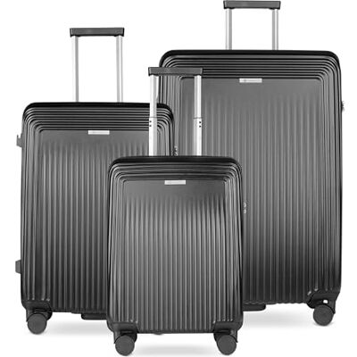 Bugatti Linea 3er-Hartschalen Kofferset S/M/L Leichtlaufrollen, Schwarz sehr leicht und robust, 360°Doppelrollen, Trolley, TSA Zahlenschloss, Polycarbonat Bugatti Linea 3er-Hartschalen Kofferset S/M/L Leichtlaufrollen, Schwarz sehr leicht und robust, 360°Doppelrollen, Trolley, TSA Zahlenschloss, Polycarbonat