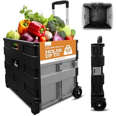 Inspired Living Trolley Black & Pack & Roll, Kunststoff, schwarz/grau, Small Inspired Living Trolley Black & Pack & Roll, Kunststoff, schwarz/grau, Small