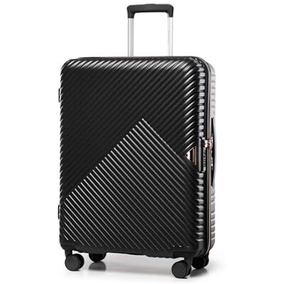 WITTCHEN GL Style Line Reisekoffer Rollkoffer Trolley Mittlerer Koffer Handgepäck Hartschale aus Polycarbonat mit 4 Zwilling-Rollen Zahlenschloss Teleskopgriff GL Style Größe M Schwarz WITTCHEN GL Style Line Reisekoffer Rollkoffer Trolley Mittlerer Koffer Handgepäck Hartschale aus Polycarbonat mit 4 Zwilling-Rollen Zahlenschloss Teleskopgriff GL Style Größe M Schwarz