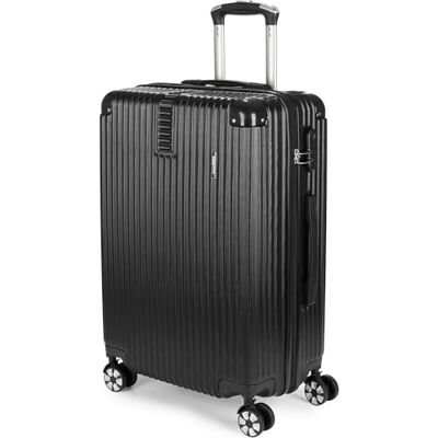 BRUBAKER Hartschalen Reisekoffer London Rollkoffer mit Zahlenschloss, 4 Rollen und Komfort Tragegriffen ABS Koffer 43 x 66,5 x 26 cm Hartschalenkoffer Trolley (L Schwarz) BRUBAKER Hartschalen Reisekoffer London Rollkoffer mit Zahlenschloss, 4 Rollen und Komfort Tragegriffen ABS Koffer 43 x 66,5 x 26 cm Hartschalenkoffer Trolley (L Schwarz)