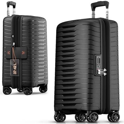 Stratic NOVIUM Hartschalenkoffer – Trolley mit 4 Rollen, TSA-Zahlenschloss, erweiterbar, aus Polypropylen, Innenfutter aus recyceltem PET, ohne Fronttasche,Größe M, Black Stratic NOVIUM Hartschalenkoffer – Trolley mit 4 Rollen, TSA-Zahlenschloss, erweiterbar, aus Polypropylen, Innenfutter aus recyceltem PET, ohne Fronttasche,Größe M, Black