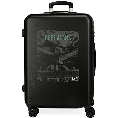 Pepe Jeans Davis Koffer, mittelgroß, Schwarz, 46 x 65 x 23 cm, Hartplastik, seitlicher Kombinationsverschluss, 56, 3 kg, 4 Räder Pepe Jeans Davis Koffer, mittelgroß, Schwarz, 46 x 65 x 23 cm, Hartplastik, seitlicher Kombinationsverschluss, 56, 3 kg, 4 Räder