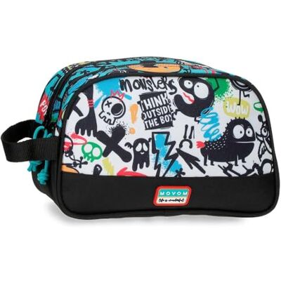MOVOM Monsters Zwei-Fächer Adaptierbare Kulturtasche Schwarz 26x16x10 cm Polyester MOVOM Monsters Zwei-Fächer Adaptierbare Kulturtasche Schwarz 26x16x10 cm Polyester