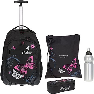 Elephant Schultrolley Trolley Mädchen 4tlg. Set 12680 Butterfly Pink tbmf Hero Signature Mädchen Jungen Kinder Schule Rucksack mit Rollen Räder Trolly Turnbeutel Atach Bag Mäppchen Trolleyrucksack Elephant Schultrolley Trolley Mädchen 4tlg. Set 12680 Butterfly Pink tbmf Hero Signature Mädchen Jungen Kinder Schule Rucksack mit Rollen Räder Trolly Turnbeutel Atach Bag Mäppchen Trolleyrucksack