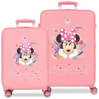 Disney Joumma Minnie Happy to Be Me Pink Kofferset 55/65 cm Starrer ABS-Seitenkombinationsverschluss 91L 5.6kg Handgepäck mit 4 Doppelrädern Disney Joumma Minnie Happy to Be Me Pink Kofferset 55/65 cm Starrer ABS-Seitenkombinationsverschluss 91L 5.6kg Handgepäck mit 4 Doppelrädern
