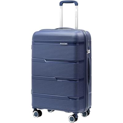 PUCCINI Casablanca Koffer 66x43x27 cm Hartschalenkoffer aus Polypropylen Reisekoffer mit 4 Spinner Rollen Zahlenschloss Leicht (3,4 kg) Teleskopgriff Kreuzspanngurte (Dunkelblau, L) PUCCINI Casablanca Koffer 66x43x27 cm Hartschalenkoffer aus Polypropylen Reisekoffer mit 4 Spinner Rollen Zahlenschloss Leicht (3,4 kg) Teleskopgriff Kreuzspanngurte (Dunkelblau, L)