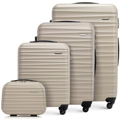 WITTCHEN Reisekoffer 4er Koffer-Set Rollkoffer Trolley Handgepäck Gepäck Reisekoffer Set Hartschale aus ABS 4 Spinner-Rollen Zahlenschloss Groove Line beige Lufthansa/Eurowings/Ryanair/Condor WITTCHEN Reisekoffer 4er Koffer-Set Rollkoffer Trolley Handgepäck Gepäck Reisekoffer Set Hartschale aus ABS 4 Spinner-Rollen Zahlenschloss Groove Line beige Lufthansa/Eurowings/Ryanair/Condor