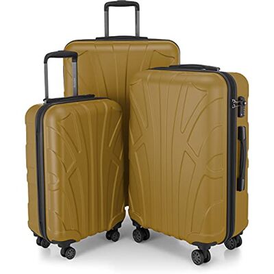 suitline Kofferset 3er Hartschalenkoffer ABS Handgepäck 55 cm mittel 66 cm groß 76 cm erweiterbar mit TSA Schloss 4 Doppelrollen Teleskopgriff robust Reise Trolley Set für Urlaub Familie, Herbstgold suitline Kofferset 3er Hartschalenkoffer ABS Handgepäck 55 cm mittel 66 cm groß 76 cm erweiterbar mit TSA Schloss 4 Doppelrollen Teleskopgriff robust Reise Trolley Set für Urlaub Familie, Herbstgold