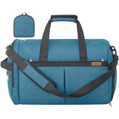 SONGMICS Reisetasche, 50L Faltbare Sporttasche mit Schuhfach Weekender aus Polyester, 55 x 35 x 25 cm, mit Nassfach, für Reise, Blau RBF050Q101 SONGMICS Reisetasche, 50L Faltbare Sporttasche mit Schuhfach Weekender aus Polyester, 55 x 35 x 25 cm, mit Nassfach, für Reise, Blau RBF050Q101