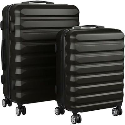 Relaxdays Kofferset, 2-teilig, 2 Größen, 4 Rollen, Hartschale, Teleskopgriff, Reisekoffer mit Zahlenschloss, schwarz Relaxdays Kofferset, 2-teilig, 2 Größen, 4 Rollen, Hartschale, Teleskopgriff, Reisekoffer mit Zahlenschloss, schwarz
