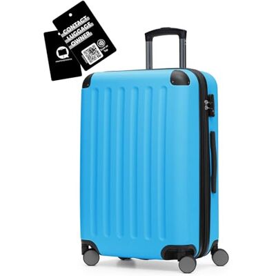 Hauptstadtkoffer Spree Mittelgroßer Hartschalenkoffer + Digitaler Gepäckanhänger, TSA, 4 Rollen, Koffer, Trolley, Rollkoffer, Reisekoffer, Volumenerweiterung, 65 cm, 74 Liter, Cyanblau Hauptstadtkoffer Spree Mittelgroßer Hartschalenkoffer + Digitaler Gepäckanhänger, TSA, 4 Rollen, Koffer, Trolley, Rollkoffer, Reisekoffer, Volumenerweiterung, 65 cm, 74 Liter, Cyanblau