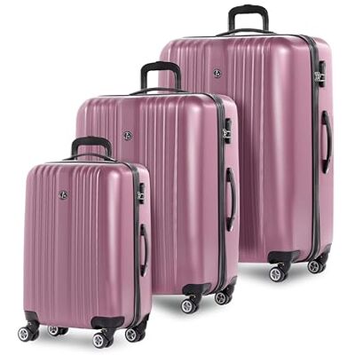 FERGÉ Kofferset 3 teilig Hartschale erweiterbar Toulouse Reisekoffer Trolley-Set (Handgepäck, L, XL) 3er Set Hartschalenkoffer Roll-Koffer 4 Rollen 100% ABS pink FERGÉ Kofferset 3 teilig Hartschale erweiterbar Toulouse Reisekoffer Trolley-Set (Handgepäck, L, XL) 3er Set Hartschalenkoffer Roll-Koffer 4 Rollen 100% ABS pink