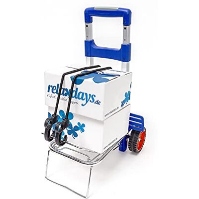 Relaxdays Transport Trolley und Sackkarre bis 30 kg Einkaufstrolley mit ergonomischem Griff als Transportwagen faltbarer Gepäckwagen mit Teleskop-Gestänge Transportroller aus Aluminium klappbar, blau Relaxdays Transport Trolley und Sackkarre bis 30 kg Einkaufstrolley mit ergonomischem Griff als Transportwagen faltbarer Gepäckwagen mit Teleskop-Gestänge Transportroller aus Aluminium klappbar, blau