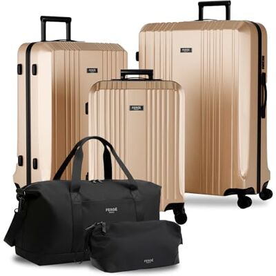 FERGÉ Polycarbonat 5-teilig Koffer Set 77cm, 67cm, Handgepäck Koffer mit Reisetasche Kombi, sehr robuste Reisekoffer mit 4 sanften Rollen & TSA Schloss, Reisekoffer FERGÉ Polycarbonat 5-teilig Koffer Set 77cm, 67cm, Handgepäck Koffer mit Reisetasche Kombi, sehr robuste Reisekoffer mit 4 sanften Rollen & TSA Schloss, Reisekoffer