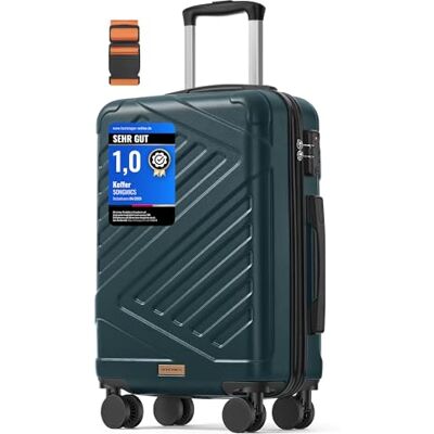 SONGMICS Koffer, Reisekoffer, Hartschalenkoffer mit TSA-Schloss, Koffergurt, ABS-Trolley, 4 Zwillingsrollen, Handgepäck-Koffer, M, 55 cm, dunkeltürkis RLP001C101 SONGMICS Koffer, Reisekoffer, Hartschalenkoffer mit TSA-Schloss, Koffergurt, ABS-Trolley, 4 Zwillingsrollen, Handgepäck-Koffer, M, 55 cm, dunkeltürkis RLP001C101