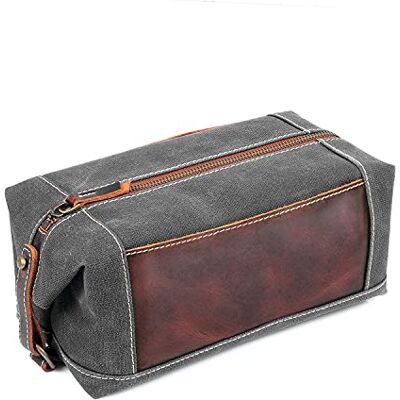 Londo Kosmetiktasche Echtleder und Canvas Reisetasche Dopp Kit – Unisex Londo Kosmetiktasche Echtleder und Canvas Reisetasche Dopp Kit – Unisex