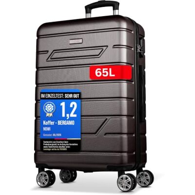 NOWI Bergamo Reisekoffer Wasserabweisend, 8 Rollen 360° Drehbar, Teleskopgestänge, Voll gefütterter Innenraum (Bronze, L) NOWI Bergamo Reisekoffer Wasserabweisend, 8 Rollen 360° Drehbar, Teleskopgestänge, Voll gefütterter Innenraum (Bronze, L)