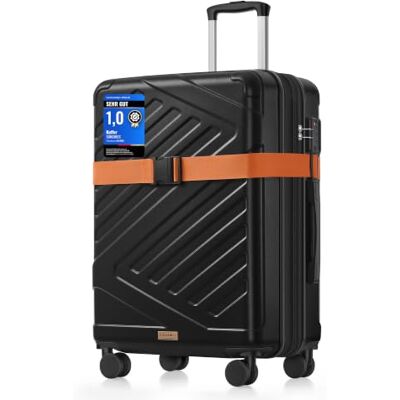 SONGMICS Koffer, Reisekoffer, Hartschalenkoffer mit TSA-Schloss, Koffergurt, ABS-Trolley, 4 Zwillingsrollen, erweiterbar, L, 65 cm, tintenschwarz RLP002B101 SONGMICS Koffer, Reisekoffer, Hartschalenkoffer mit TSA-Schloss, Koffergurt, ABS-Trolley, 4 Zwillingsrollen, erweiterbar, L, 65 cm, tintenschwarz RLP002B101