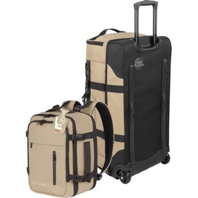 normani XXL-Reisetasche mit Rollen 100–120L & erweiterbarer Kabinenrucksack 20–30L Modulares, vergrößerbares Reiseset aus Trolley und Underseat Bag 40x30x15-25cm normani XXL-Reisetasche mit Rollen 100–120L & erweiterbarer Kabinenrucksack 20–30L Modulares, vergrößerbares Reiseset aus Trolley und Underseat Bag 40x30x15-25cm