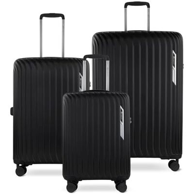 Bugatti Hera 3er Hartschalen-Koffer-Set mit 4-Rollen (S,M,L), leichte Reise-Koffer aus PP Light und Handgepäck-Trolley, schwarz Bugatti Hera 3er Hartschalen-Koffer-Set mit 4-Rollen (S,M,L), leichte Reise-Koffer aus PP Light und Handgepäck-Trolley, schwarz