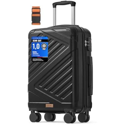 SONGMICS Koffer, Reisekoffer, Hartschalenkoffer mit TSA-Schloss, Koffergurt, ABS-Trolley, 4 Zwillingsrollen, Handgepäck-Koffer, M, 55 cm, tintenschwarz RLP001B101 SONGMICS Koffer, Reisekoffer, Hartschalenkoffer mit TSA-Schloss, Koffergurt, ABS-Trolley, 4 Zwillingsrollen, Handgepäck-Koffer, M, 55 cm, tintenschwarz RLP001B101
