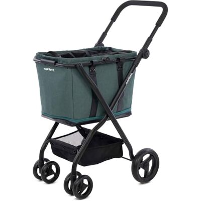 CARLETT Einkaufstrolley mit 4 Rädern, faltbar, Tasche 50–75 L, höhenverstellbarer Griff, Sicherheitsbremse, Korb als Tragetasche nutzbar, wasserabweisend mit Regenüberzug – Cube S, Grüne CARLETT Einkaufstrolley mit 4 Rädern, faltbar, Tasche 50–75 L, höhenverstellbarer Griff, Sicherheitsbremse, Korb als Tragetasche nutzbar, wasserabweisend mit Regenüberzug – Cube S, Grüne