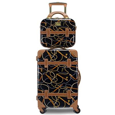 World Traveler Chariot Gatsby Vintage Style Hardside Handgepäck Retro Zugkoffer Spinner Gepäck, Posh Black, 2-teiliges Set (Tragetasche/50,8 cm), Posh Black, 2-Piece Set (Tote/20-Inch), Chariot Gatsby World Traveler Chariot Gatsby Vintage Style Hardside Handgepäck Retro Zugkoffer Spinner Gepäck, Posh Black, 2-teiliges Set (Tragetasche/50,8 cm), Posh Black, 2-Piece Set (Tote/20-Inch), Chariot Gatsby
