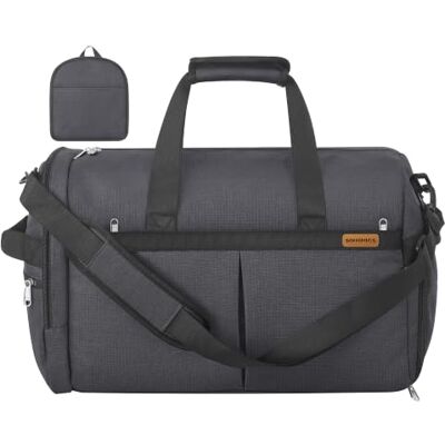 SONGMICS Reisetasche, 50L Faltbare Sporttasche mit Schuhfach Weekender aus Polyester, 55 x 35 x 25 cm, mit Nassfach, für Reise, Grau RBF050G101 SONGMICS Reisetasche, 50L Faltbare Sporttasche mit Schuhfach Weekender aus Polyester, 55 x 35 x 25 cm, mit Nassfach, für Reise, Grau RBF050G101