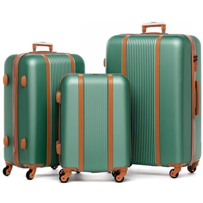 FERGÉ Kofferset 3 teilig Hartschale Milano Reisekoffer Trolley-Set (Handgepäck, L, XL) 3er Set Hartschalenkoffer Roll-Koffer 4 Rollen 100% ABS salbeigrün FERGÉ Kofferset 3 teilig Hartschale Milano Reisekoffer Trolley-Set (Handgepäck, L, XL) 3er Set Hartschalenkoffer Roll-Koffer 4 Rollen 100% ABS salbeigrün