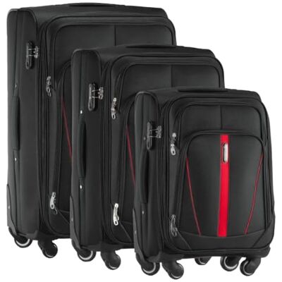 Diamond 3-teiliges Weichschalenkoffer-Set – Schwarz, Erweiterbar, 360° Rollen, Zahlenschloss, Codura 1200D, Leicht & Robust Diamond 3-teiliges Weichschalenkoffer-Set – Schwarz, Erweiterbar, 360° Rollen, Zahlenschloss, Codura 1200D, Leicht & Robust