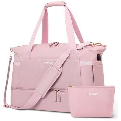 ETRONIK Turnbeutel für Damen, Sport Travel Duffel Bag Weekender Overnight Bag mit Nassfach und Schuhfach für Frauen Reisen, Fitnessstudio, Yoga,Rosa ETRONIK Turnbeutel für Damen, Sport Travel Duffel Bag Weekender Overnight Bag mit Nassfach und Schuhfach für Frauen Reisen, Fitnessstudio, Yoga,Rosa