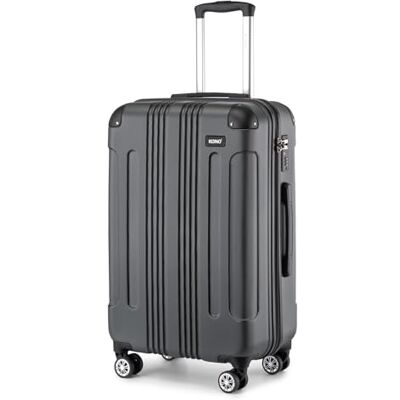 KONO 65cm Koffer Mittelgroß Hartschale Trolley Rollkoffer Reisekoffer mit 4 Rollen 65x42x26cm (Koffer L, Grau) KONO 65cm Koffer Mittelgroß Hartschale Trolley Rollkoffer Reisekoffer mit 4 Rollen 65x42x26cm (Koffer L, Grau)