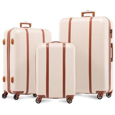 FERGÉ Kofferset 3 teilig Hartschale Milano Reisekoffer Trolley-Set (Handgepäck, L, XL) 3er Set Hartschalenkoffer Roll-Koffer 4 Rollen 100% ABS beige FERGÉ Kofferset 3 teilig Hartschale Milano Reisekoffer Trolley-Set (Handgepäck, L, XL) 3er Set Hartschalenkoffer Roll-Koffer 4 Rollen 100% ABS beige