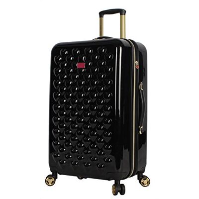 Betsey Johnson 26 Zoll Karierte Gepäckkollektion – erweiterbarer kratzfester (ABS + PC) Hartschalenkoffer – Designer-leichte Tasche mit 8 rollenden Spinnerrädern, Heart to Heart Schwarz, 66 cm Betsey Johnson 26 Zoll Karierte Gepäckkollektion – erweiterbarer kratzfester (ABS + PC) Hartschalenkoffer – Designer-leichte Tasche mit 8 rollenden Spinnerrädern, Heart to Heart Schwarz, 66 cm