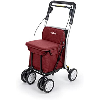 CARLETT Rollator und Einkaufstrolley mit Sitz, EU-Medizinprodukt, 29 L Tasche bis 15 kg, Ablagefach, höhenverstellbarer Griff, faltbar, verstellbare Räder – Comfort, Rot CARLETT Rollator und Einkaufstrolley mit Sitz, EU-Medizinprodukt, 29 L Tasche bis 15 kg, Ablagefach, höhenverstellbarer Griff, faltbar, verstellbare Räder – Comfort, Rot