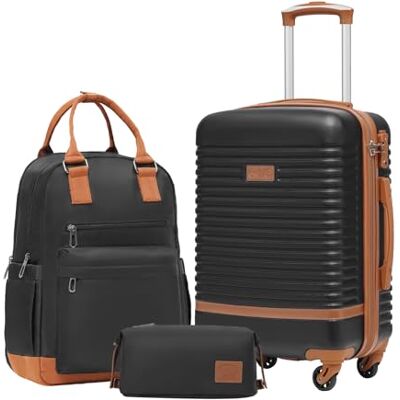 COOLIFE Koffer Set 3tlg, Reisekoffer Set mit Reiserucksack & Kulturbeutel 20" Koffer Klein für Kurzreisen, Leichter ABS Hartschalenkoffer, TSA-Schloss, YKK-Reißverschluss, 360° Rollen, Teleskopgriff COOLIFE Koffer Set 3tlg, Reisekoffer Set mit Reiserucksack & Kulturbeutel 20" Koffer Klein für Kurzreisen, Leichter ABS Hartschalenkoffer, TSA-Schloss, YKK-Reißverschluss, 360° Rollen, Teleskopgriff